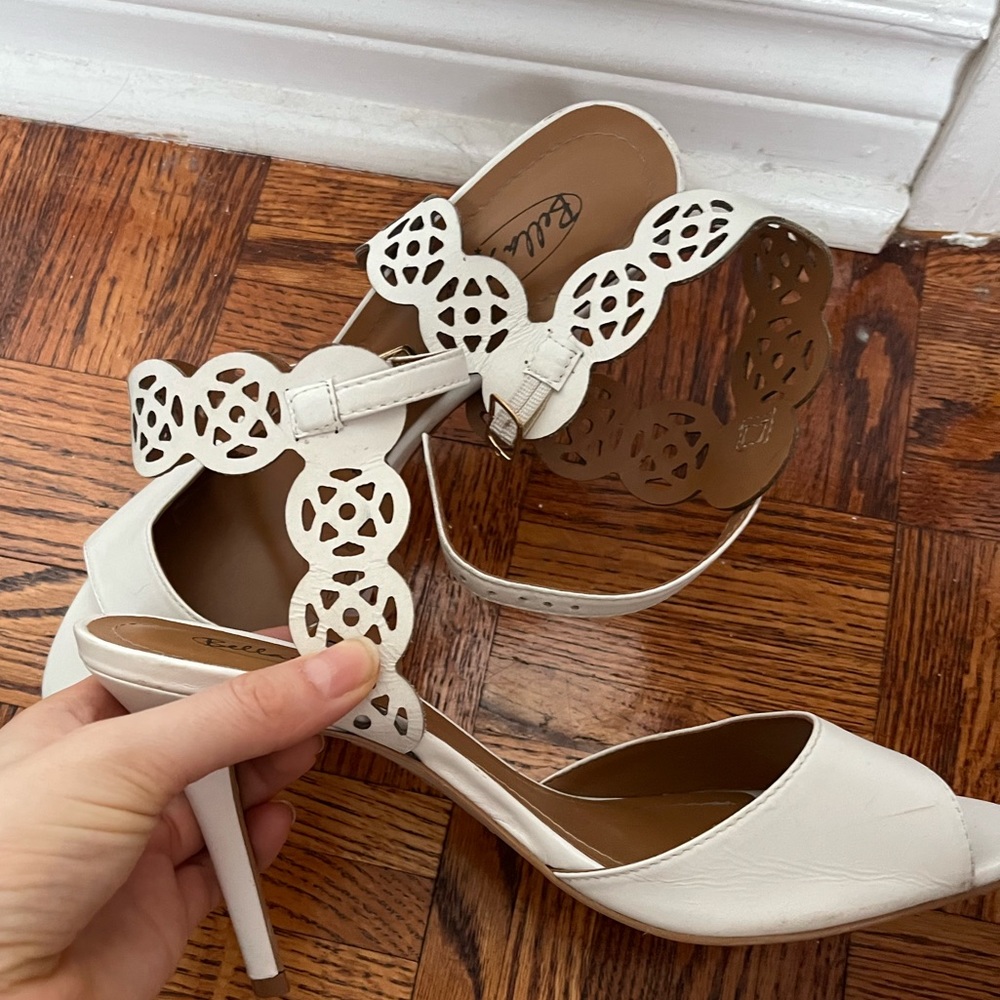 White Cutout Detail Heels